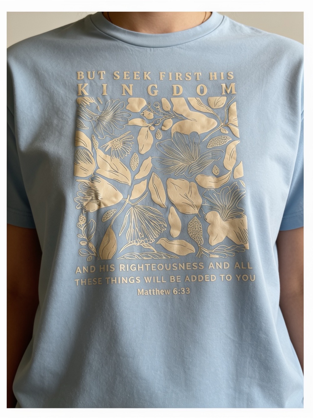 Seek First His Kingdom scripture graphic tee with floral design • new!